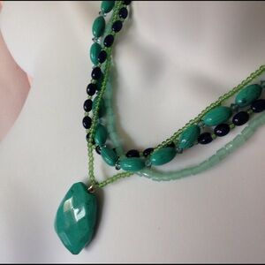 Faux Turquoise Acrylic Multi Strand Boho Necklace